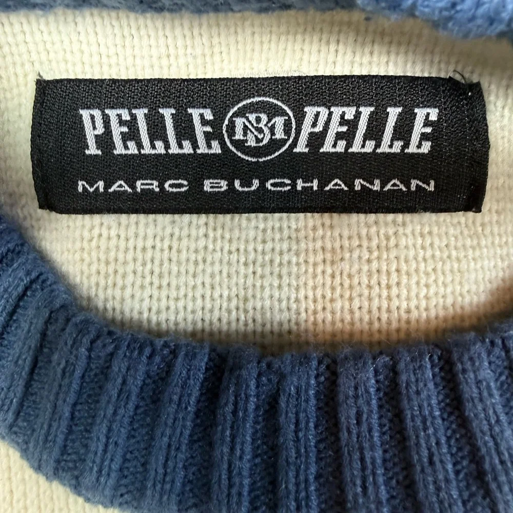 Pelle Pelle Blue and Cream Men's Sweater 3X